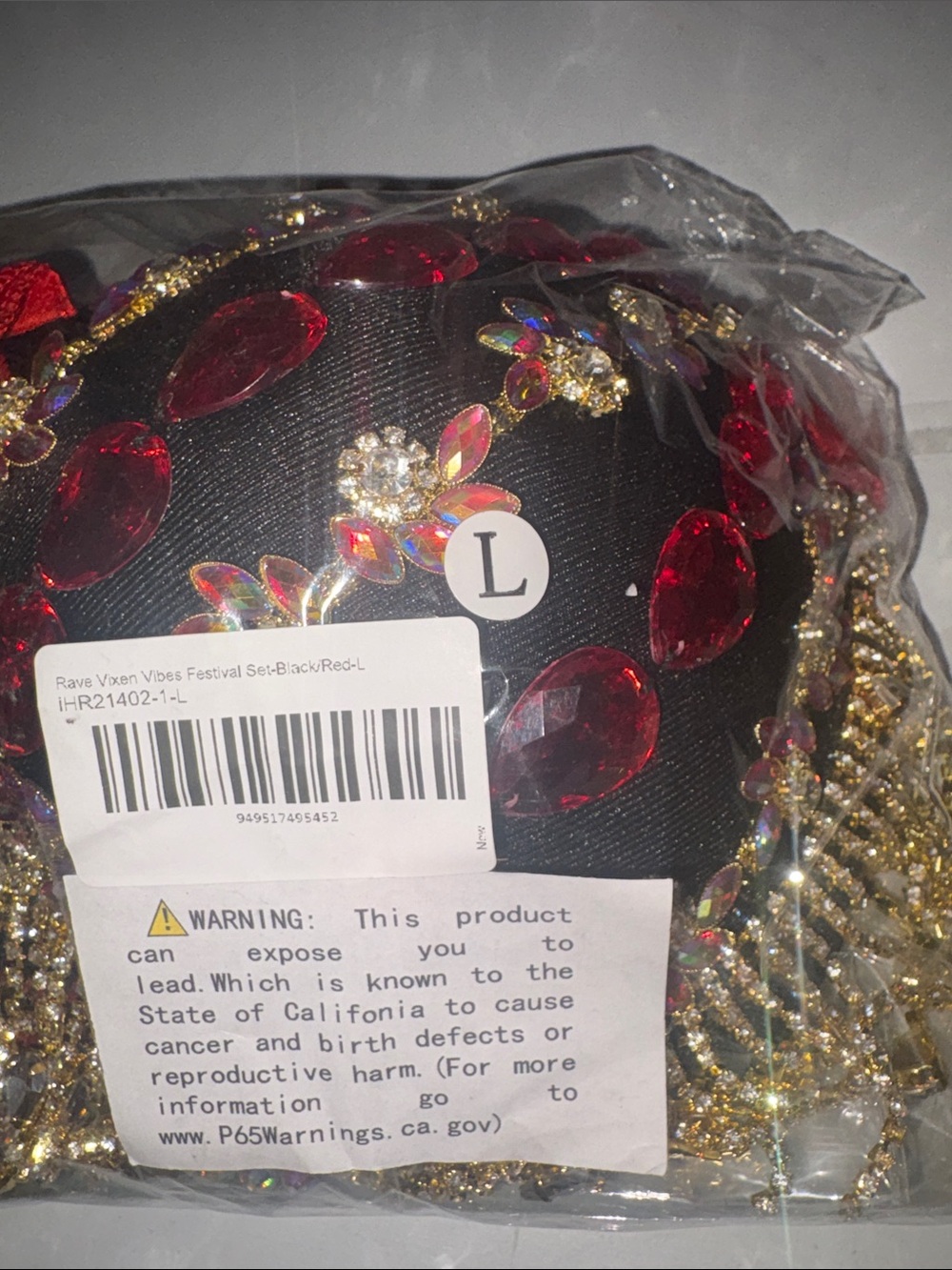 SIZE Large Embellished  Red & Black Sequin Fringe Crop Top and bottoms FULL SET - Picture 8 of 9